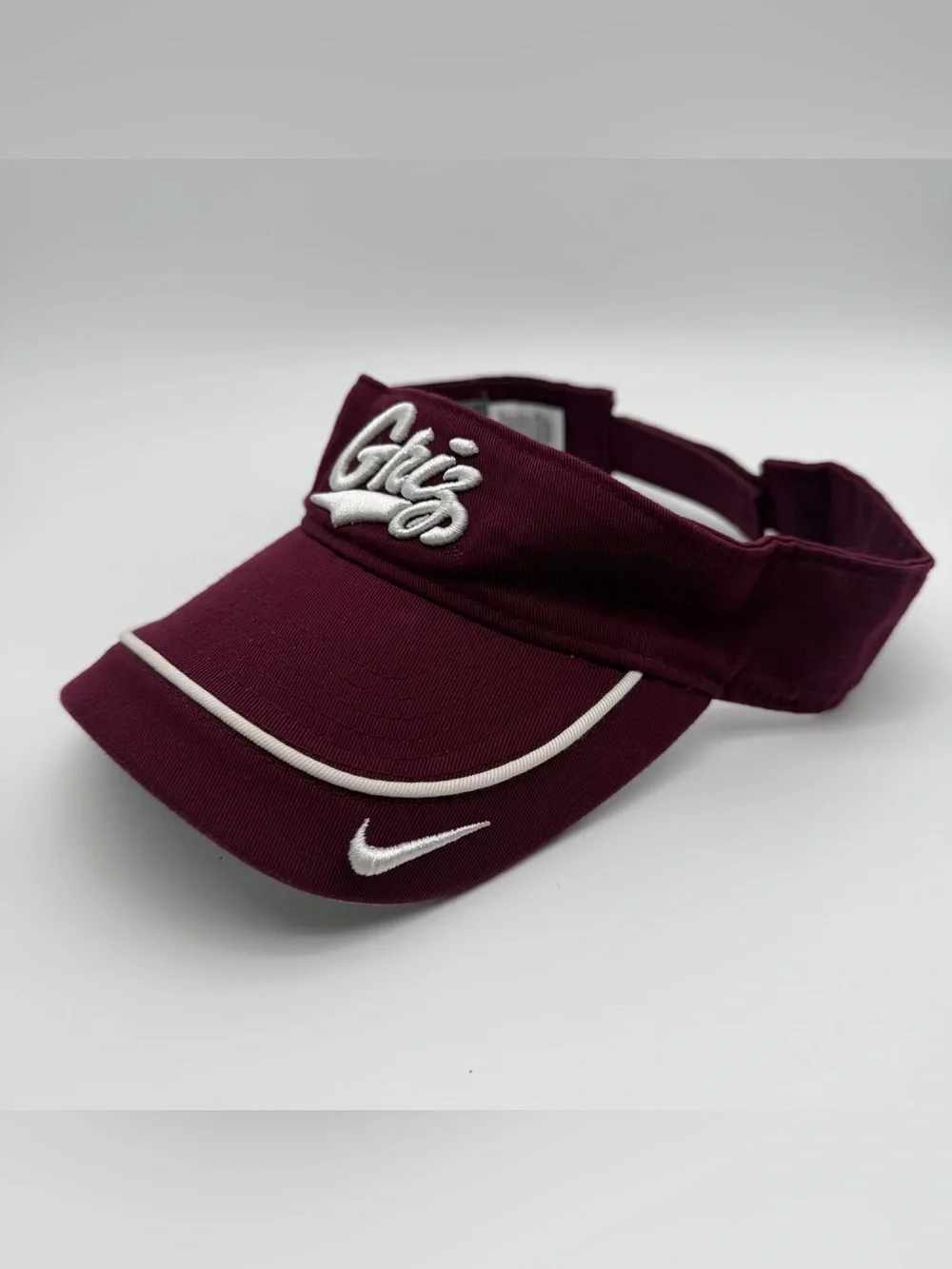 Nike Maroon and Gray Visor with White Logos